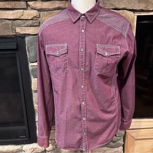 Men's black buckle, Burgundy Western Shirt men’s‎ size XL